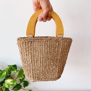 Vintage Woven Rattan Mini-Tote Bag